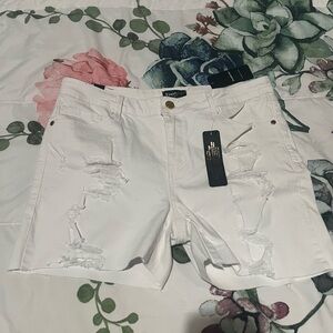 NWT Bebe white‎ denim shorts